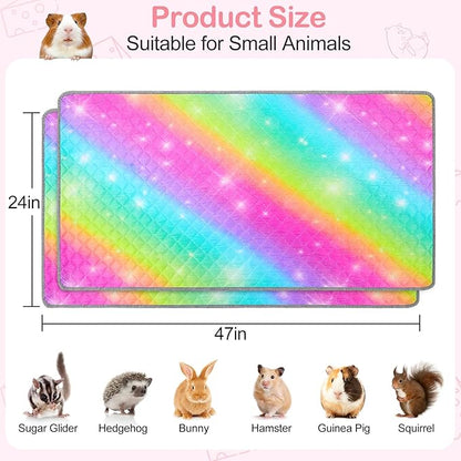 2 Pack Guinea Pig Bedding, Washable Guinea Pig Cage Liner Reusable Guinea Pig Mat Waterproof Guinea Pig Bedding for Cage, Super Absorbant Guinea Pig Pee Pads for Small Animals Hamster Rabbit Squirrel