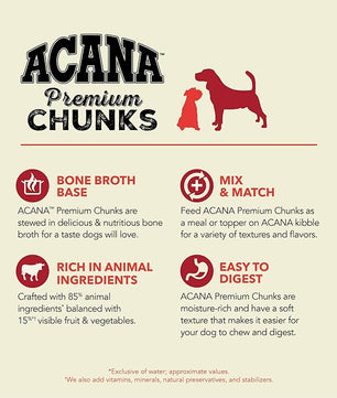 ACANA Premium Chunks in Bone Broth Grain-free Wet Dog Food Beef Recipe 12.8oz Cans (12 Count)