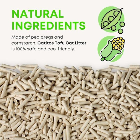 Gatitos Tofu Cat Litter Climping Quickly, Natural Material, Dissolves in Water and can be Flushed Down The Toilet, Vacuum Packing（Original Flavor| Pack*1）