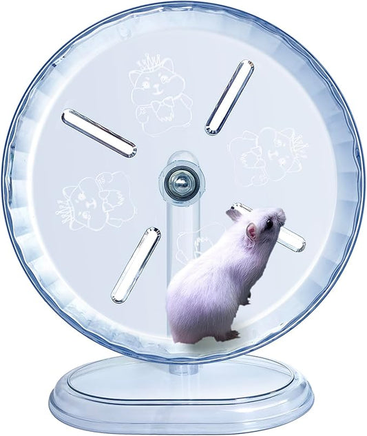 Silent Hamster Wheel, Super-Silent Hamster Exercise Wheels Accessories, Quiet Running Wheels, Adjustable Stand for Hamsters Mice Or Other Small Animals (Transparent, Ф 9.5 inch)