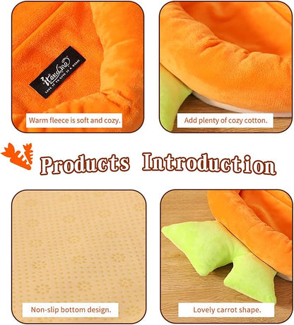 Bunny Bed Rabbit Bed Carrot Shape Bunny Beds Soft Comfortable Rabbits Beds Machine Washable Indoor Guinea Pig Bed Cute Small Animal Bed for Guinea Pig Chinchilla Ferret Squirrel Hedgehog (Large)