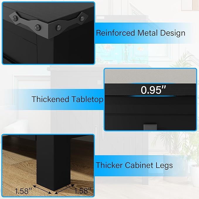 Farmhouse 55-75 Gallon Fish Tank Stand with Power Outlet, Aquarium Stand with 2 Drawers and Adjustable Shelves, Heavy Duty Reptile Tank Stand for 2 Fish Tank/Turtle Tank/Reptile Terrarium
