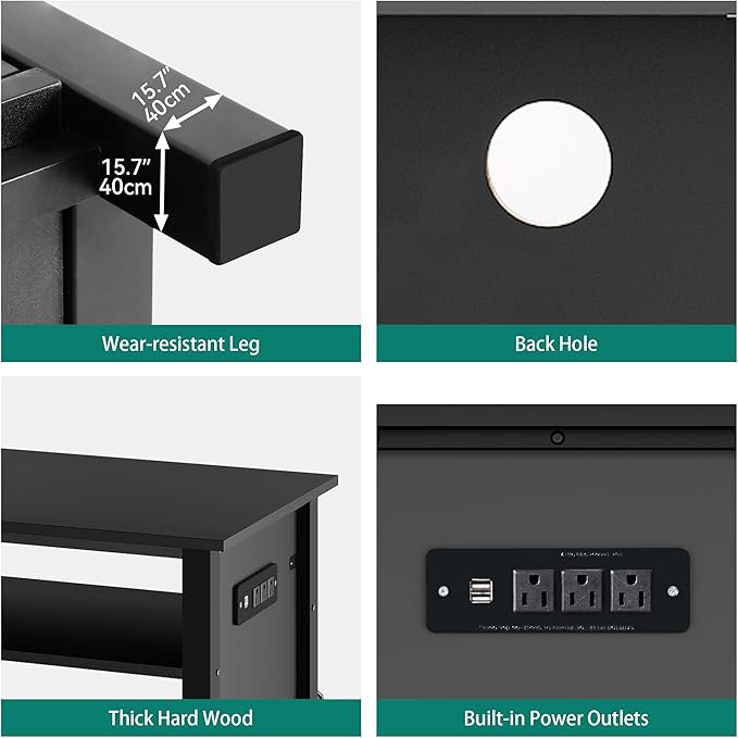 YITAHOME Aquarium Stand with Power Outlets, 55-75 Gallon Fish Tank Stand, Cabinet with RGB Light Strip Suitable for Turtle Tank, Reptile Terrarium, 900LBS Capacity, Black