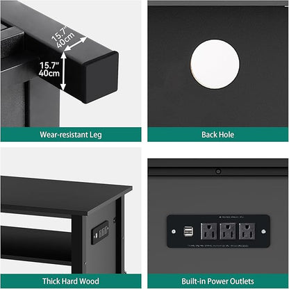 YITAHOME Aquarium Stand with Power Outlets, 55-75 Gallon Fish Tank Stand, Cabinet with RGB Light Strip Suitable for Turtle Tank, Reptile Terrarium, 900LBS Capacity, Black