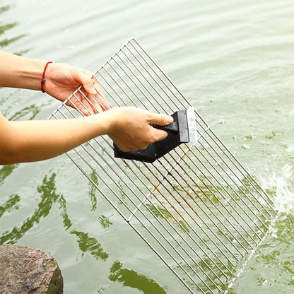 QBLEEV Bird Cage Cleaner, Bird Cage Cleaning Brushes, Multi-Function Stainless Steel Triangle Bird Cage Brush Set, Birdcage Cleaner Poop Off Scrub Brush Kit for Cleaning Bird Cage Perch Kennel