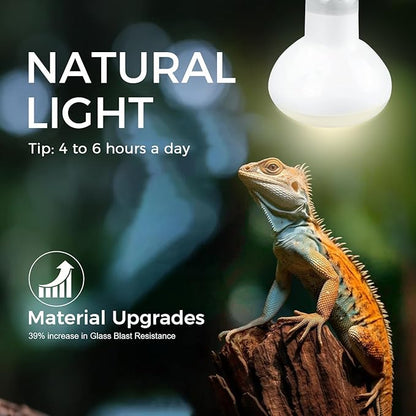 Reptile Heat Lamp Bulb 100W, 2-in-1 Day & Night Combo, Infrared Heat Lamp & UVA Sunlight Heating Lamp for Reptile Terrariums