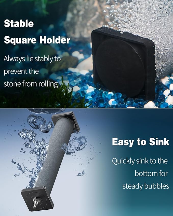 Pawfly Aquarium Air Stone 12 Inch Fish Tank Air Stone Bubbler Cylindrical Bubble Release Tool Oxygen Diffuser for Large Air Pump Fish Tank Outdoor Garden Ponds and DWC System