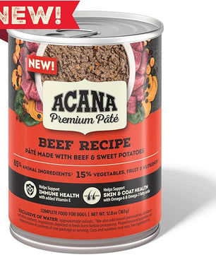 ACANA Premium Pate in Bone Broth Grain-Free Wet Dog Food Beef Recipe 12.8oz Cans (12 Count)