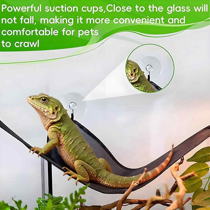 Reptile Feeding Tongs & Hammock Set, Stainless Steel Feeding Tongs Rubber Tip for Reptiles, Breathable Mesh Hammock for Bearded Dragon