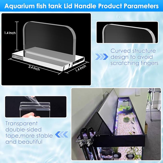 6pcs aquarium lid hinge acrylic fish tank glass canopy handle fish tank hood top cover replacement double tape pull handle