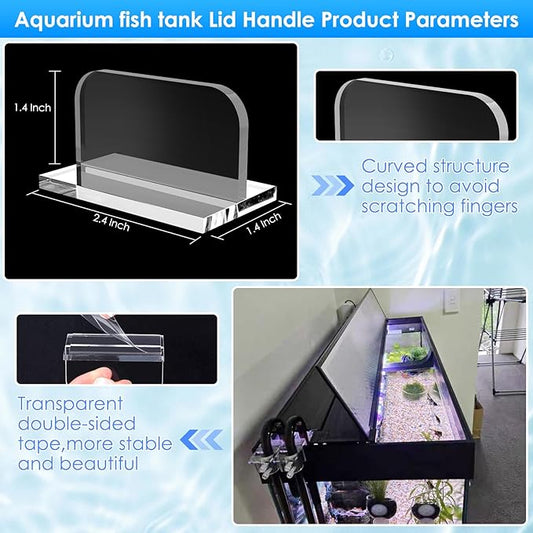 6pcs aquarium lid hinge acrylic fish tank glass canopy handle fish tank hood top cover replacement double tape pull handle