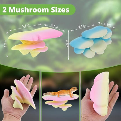 Mushroom Decor for Reptile Tank, Fish Tank, Pet-Safe Bearded Dragon Tank Accessories, Realistic Terrarium Plants for Leopard Geckos, Crested Geckos, Tree Frogs, Snakes (Cocoa, Trio Cap)