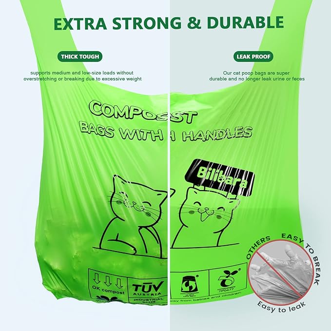 Biodegradable Poop Bags for Cat - 110 Count, Durable Cat Litter Bags for Poop with Handles, Scented Poop Bags for Litter Box, Leakproof Cat Waste Bags