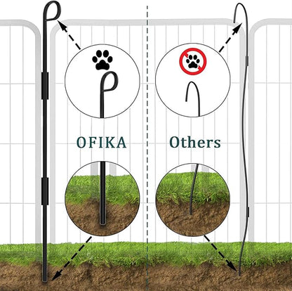 OFIKA Heavy Duty Metal Dog Playpen for Medium/Small Animals, 16 Panels 32" Height x 27" Width, Dog Fence Exercise Pen with Doors, Pet Puppy Outdoor Playpen Pen for Outdoor, Indoor, RV, Camping, Yard