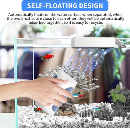 Magnetic Aquarium Fish Tank Glass Cleaner, Floating Aquarium Magnetic Brush, Algae Scraper Glass Cleaner Scrubber for 0.2-0.6 Inch Thick Glass Fish Tank (L)