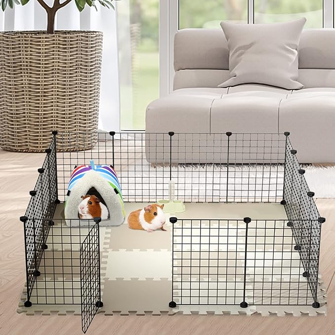 Wontee Guinea Pig Bed Guinea Pig Hideout Cozy Cave House for Hamsters Rats Hedgehog Guinea Pig Cage Accessories (Large, Rainbow)