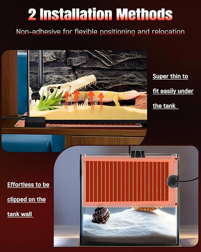 Pawfly 14 W Reptile Heat Pad 11 x 5.9 Inch Reptile Heating Pad Under Tank Terrarium Safe Fast Heating Mat Heat Mat for Turtles Frogs Snakes Lizards Geckos Hermit Crabs Spiders & Other Reptiles