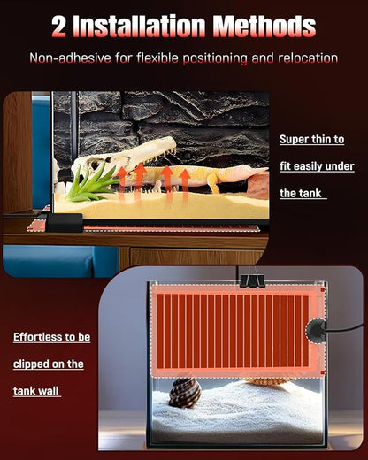 Pawfly 14 W Reptile Heat Pad 11 x 5.9 Inch Reptile Heating Pad Under Tank Terrarium Safe Fast Heating Mat Heat Mat for Turtles Frogs Snakes Lizards Geckos Hermit Crabs Spiders & Other Reptiles