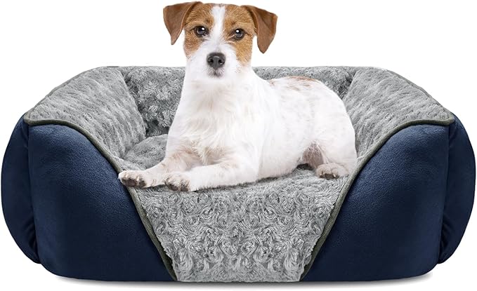 INVENHO Medium Dog Bed Rectangle Washable Orthopedic Soft Calming Sleeping Durable Pet Cuddler with Anti-Slip Bottom