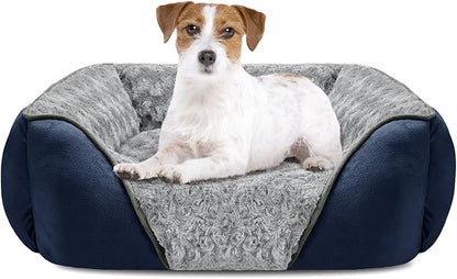 INVENHO Medium Dog Bed Rectangle Washable Orthopedic Soft Calming Sleeping Durable Pet Cuddler with Anti-Slip Bottom