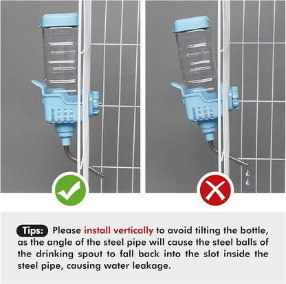 Vannon Small Animal Water Dispenser for Cage, 30oz Auto Feeding Crate Water Bottle for Rabbit, Chinchilla, Ferret, Guinea Pig, Squirrel, Hedgehog, Pet Nozzle Diameter: 10mm, BPA Free, Blue