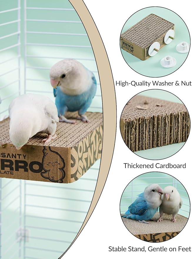 12.3 Inch Paper Bird Toys, Bird Platform, Parrot Toy, Help Birds Clean Beak, Release Stress, Reduce Boredom - Suitable for Budgie, Cockatiel, Lovebird, and Other Small to Medium-Sized Pet Birds