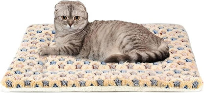 Mora Pets Cat Bed Dog Crate Pad Ultra Soft Pet Bed with Cute Star Print Washable Crate Mat for Small Dogs and Indoor Cats Reversible Fleece Dog Kennel Pad Cat Carrier Mat 14 x 17.5 inch Brown