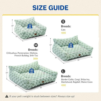 Large Dog Bed Sofa, Fluffy Pet Bed for Medium and Large Dogs, Supportive Dog Couch Sofa for Dogs, Pet Sofas with Washable Cover & Non-Slip, 38 inch, Green