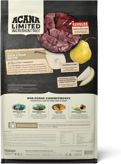 ACANA Singles Limited Ingredient Grain Free High Protein Dry Dog Food Duck & Pear Recipe 22.5lb Bag