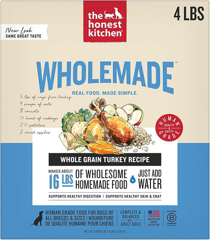 The Honest Kitchen Dehydrated Whole Grain Turkey Dog Food, 4 lb Box