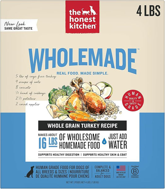 The Honest Kitchen Dehydrated Whole Grain Turkey Dog Food, 4 lb Box