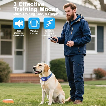 Aikko Dog Shock Collar with Remote - IPX7 Waterproof, 3 Training Modes (Beep, Vibration, Shock), Rechargeable E-Collar for Most Breeds, Anti-Bark & Adjustable Humanitarian Training Collar for 2 Dog