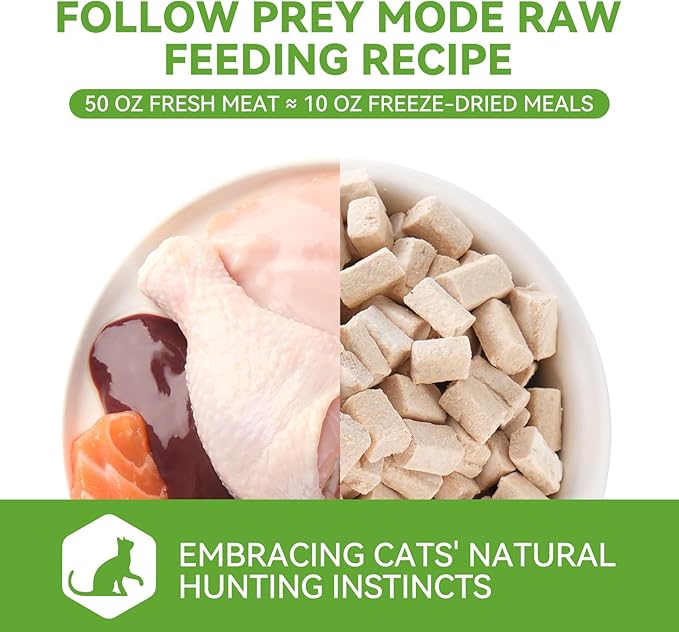 OPET Freeze Dried Cat Food, Chicken & Salmon Oil Recipe, Complete & Balanced Meal or Topper, Premium, Healthy, Grain Free, High Protein Raw Cat Freeze Dried Treats (10 oz, Chicken)