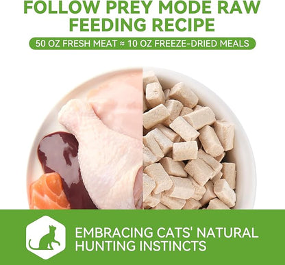 OPET Freeze Dried Cat Food, Chicken & Salmon Oil Recipe, Complete & Balanced Meal or Topper, Premium, Healthy, Grain Free, High Protein Raw Cat Freeze Dried Treats (10 oz, Chicken)