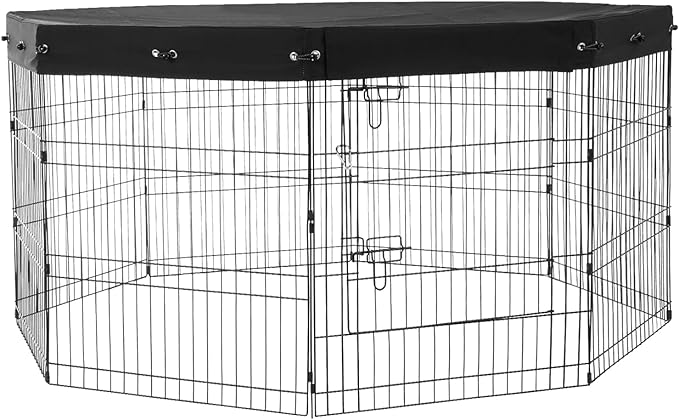 VEVOR Dog Playpen, 8 Pcs 30"H x 24"W Panels Foldable Metal Pet Exercise Pen, Dog Fence Indoor and Outdoor Pen with Door, 600D Oxford Fabric Top Cover, Pet Playpen for Dogs, Cats, Other Small Animals