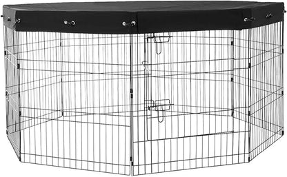 VEVOR Dog Playpen, 8 Pcs 30"H x 24"W Panels Foldable Metal Pet Exercise Pen, Dog Fence Indoor and Outdoor Pen with Door, 600D Oxford Fabric Top Cover, Pet Playpen for Dogs, Cats, Other Small Animals