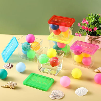 Domensi 20 Pack 12oz Plastic Fish Bowls with Table Tennis Carnival Game Favors Rectangle Gold Fish Bowls with Multicolor Balls Bulk for Adults Kids Candy Carnival Party Decoration Favors Supplies