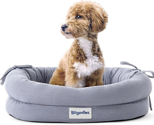 Orthopedic Dog Bed for Medium Size Dogs, Pet Sofa Bed with Egg Crate Foam, 4-Sided Bolster, Removable Washable Cover & Anti-Slip Bottom, Medium Gray