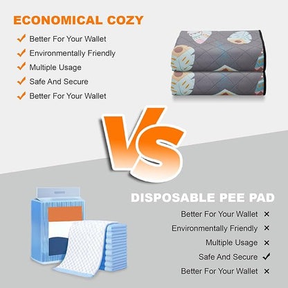 LOOBANI Washable Pee Pads for Dogs, 2 Pack Ultra-Absorbent and Leak-Proof Whelping Mats, Non-Slip Reusable Puppy Pads, Waterproof Puppy Training Mats for Playpen, Crate, Housebreak, 36x36in, Gray