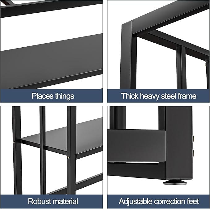 Black Fish Tank Stand Metal Aquarium Stand 55-75 Gallon Aquarium Turtle Tank 48.4" x 14.8" x 29.1" Breeder Reptile Tank Stand