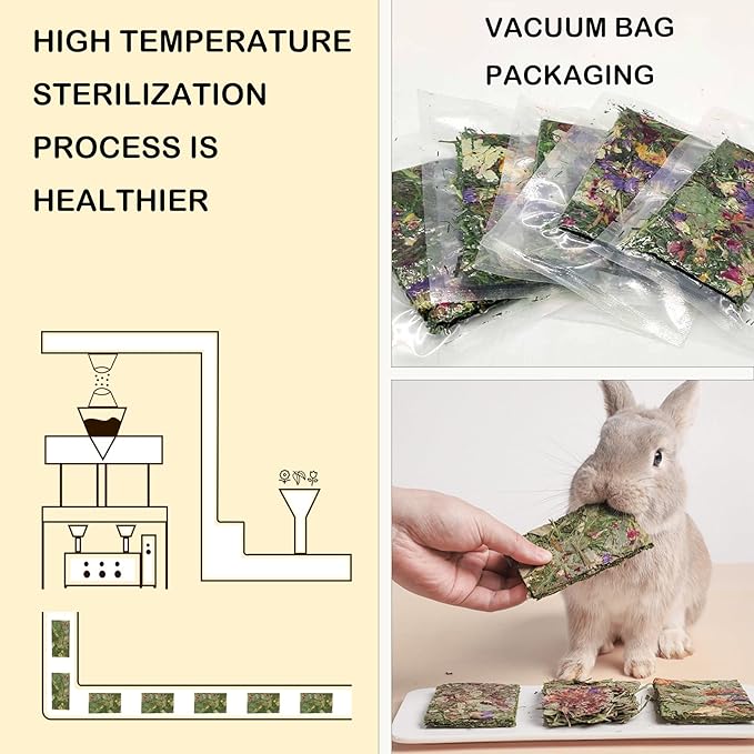 Rabbit Toys 12pcs Bunny Toy Guinea Pig Treats Timothy Hay Chew Toys Chips with Herbal Flowers Hamster Snacks Chinchillas Gerbils for Teeth Apple Sticks Sweet Bamboo