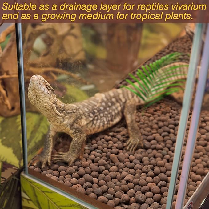 ZeeDix 10LBS Expanded Clay Balls for Reptile Terrarium Substrate - 100% Natural Lightweight Clay Pebbles Substrate, Bioactive Terrarium Substrate for Frogs Bearded Dragon Tortoises Snake Bedding