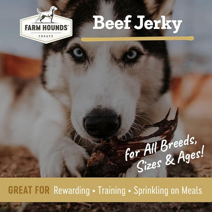 Farm Hounds - Beef Jerky - Premium Natural Jerky for Dogs - Made from 100% Humanely Raised Cattle - Break-to-Size - Great for Training & Treats - No Added Fillers - Made in USA - 3.5 oz - 1 Pack