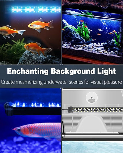 Pawfly 6.5 W Aquarium LED Light 12 Inch 24/7 Fish Tank Light with Full Spectrum IPX8 Waterproof Lights Multi-Colored LEDs with D/N Mode Single Color Effects Timer and Adjustable Brightness