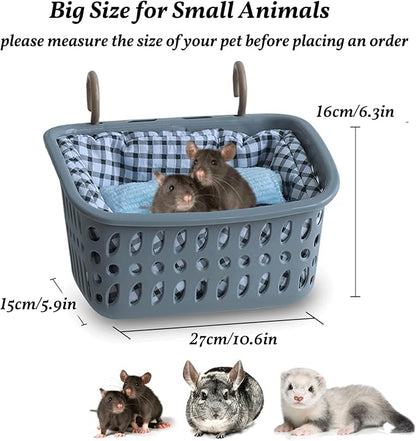 JWShang Rat Hammock for Cage, Chew Proof Hanging Basket Bed with Sturdy Hooks, Pet Cage Accessories, Safe Cozy Small Animal Rodent Hammock for Sugar Glider Mice Snuggling Sleeping