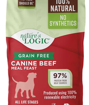 Nature's Logic Grain-Free Dry Dog Food - All-Natural, High Protein, No Synthetic Vitamins/Minerals - Gluten Free - Supports Healthy Digestion - All Breeds & Ages - Beef Meal Feast, 25lbs