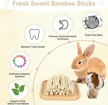 500g Sweet Bamboo Chew Sticks Natural Rabbit Guinea Pig Chinchilla Chews Sticks Toys for Teeth Bunny Molar Treats Chinchilla Guinea Pig Hamster Small Animals