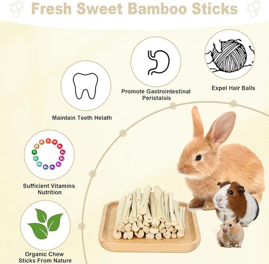 500g Sweet Bamboo Chew Sticks Natural Rabbit Guinea Pig Chinchilla Chews Sticks Toys for Teeth Bunny Molar Treats Chinchilla Guinea Pig Hamster Small Animals