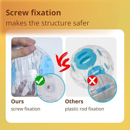 4.9" Hamster Wheel, Exercise Ball & Wheel - Silent Running Toy with Anti-Skid, Transparent Hamster Ball, Breathable Design & Rope for Easy Carry, for Little/Dwarf Mouse, Blue