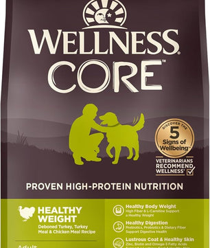 Wellness CORE Dry Dog Food, Grain-Free, High Protein, Natural, Healthy Weight Turkey & Chicken Recipe, (4-Pound Bag)